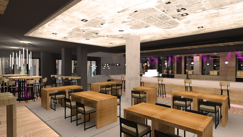 Interiorismo 3D - Hosteleria - Mesas bajas cerveceria A Coruña