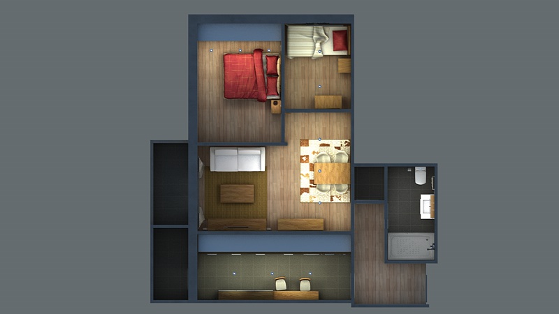 Planos 3D - Plano - Plano Piso Madrid