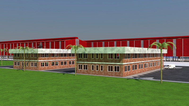 Arquitectura 3D - Industrial - Edificios de oficinas de la planta industrial de Russula en Brasil Brasil