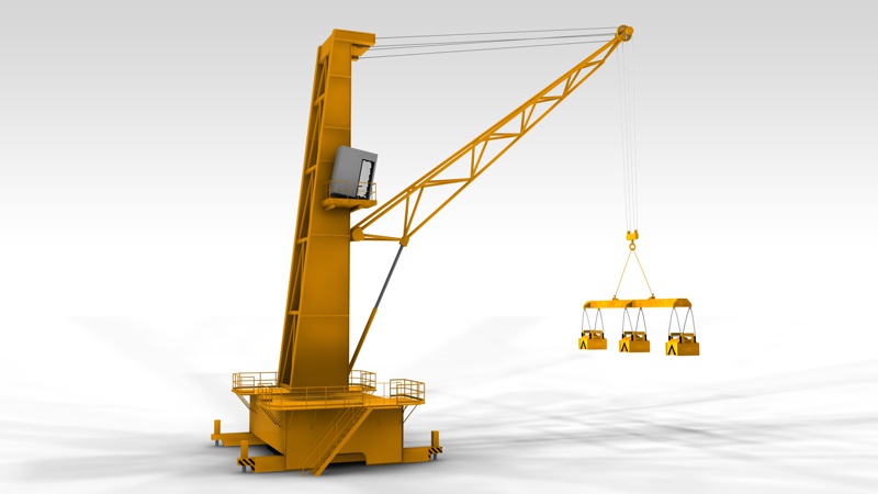 Modelado 3D - Diseño Industrial - Grua torre descarga en puertos Brasil