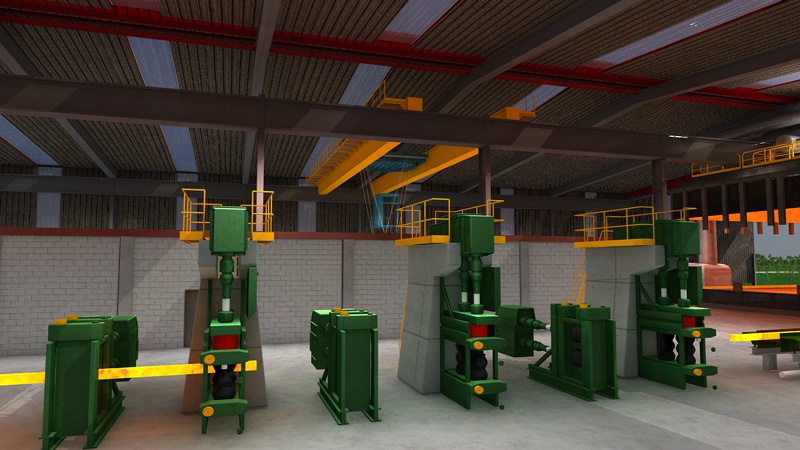 Modelado 3D - Diseño Industrial - Tren laminación planta industrial Brasil
