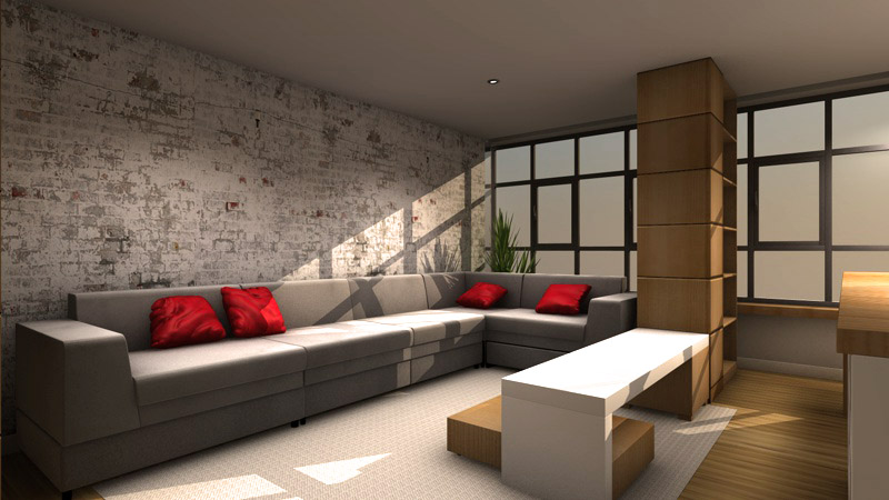 Interiorismo 3D - Salon - Salon en piso A Coruña