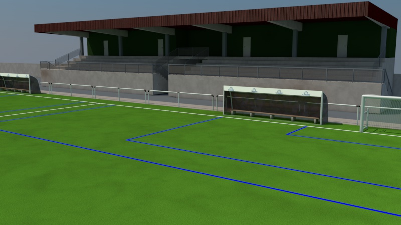 Arquitectura 3D - Deportes - Detalle gradas campo fútbol Brexo-Lema Cambre - A Coruña